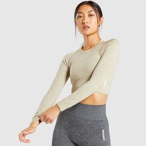 NWT Gymshark Adapt Marl Seamless Crop - Moss Grey